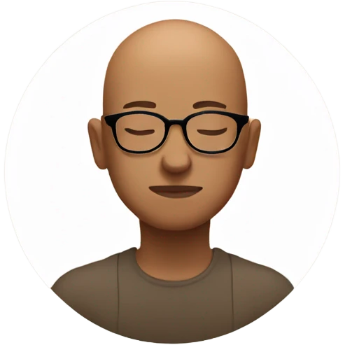 Brown bald person with glasses meditating  emoji