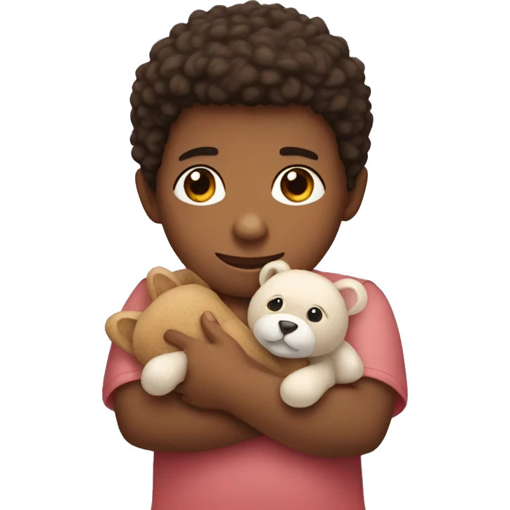 Un niño con un peluche en la mano emoji