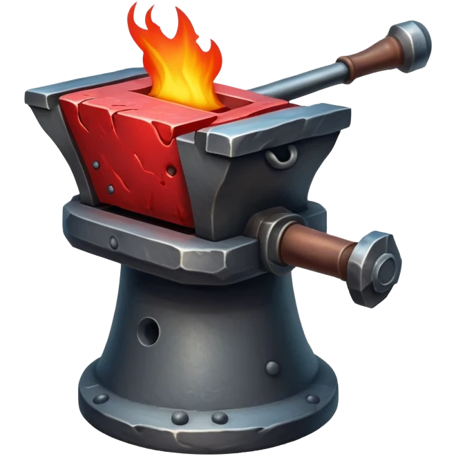 blacksmith anvil glowing red-hot with heat emoji