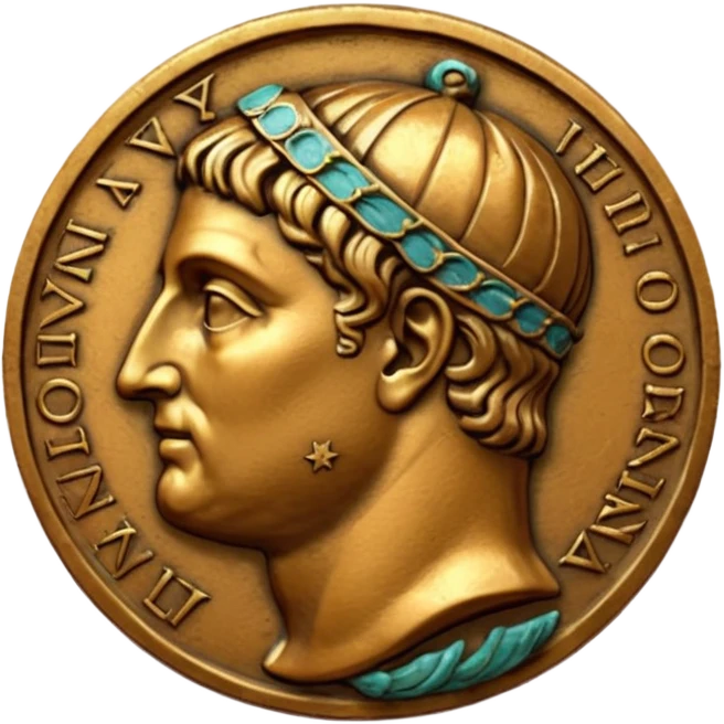 An emoji of an ancient Roman coin with an emperor's profile. emoji
