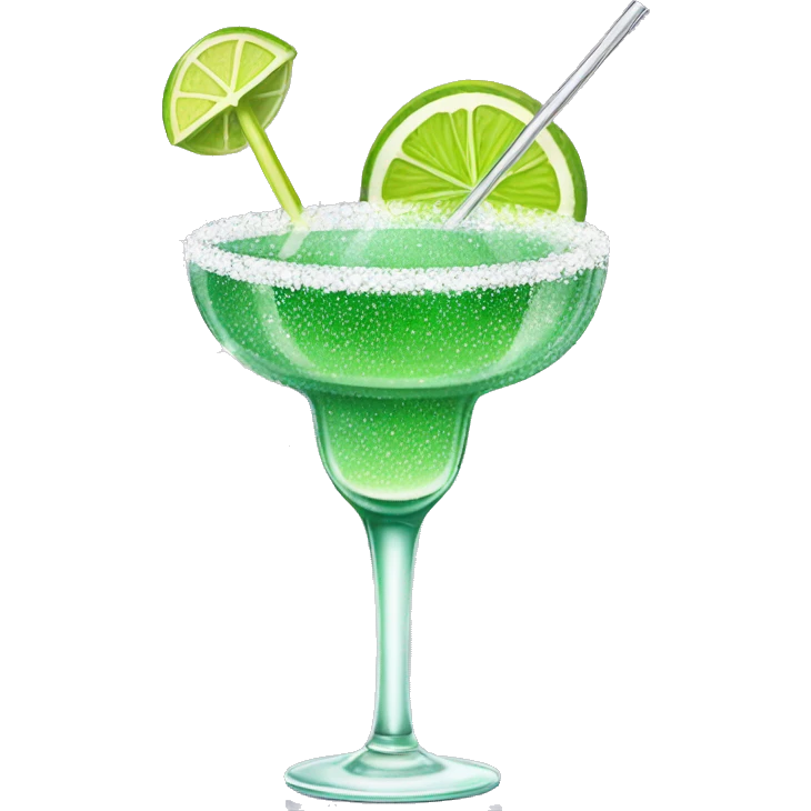 A glamorous margarita cocktail on a thin stem with white glitter. emoji