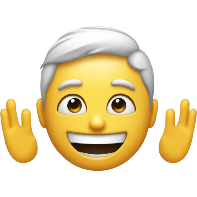 An emoji face with both hands placed behind its ears, palms facing forward, as if trying to listen carefully or playfully emphasizing its ears emoji
