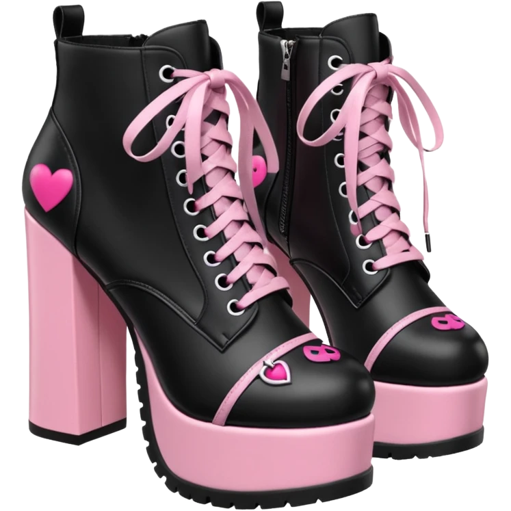 BLACKPINK-inspired gothic shoes, no hearts, black and pink, cute  emoji