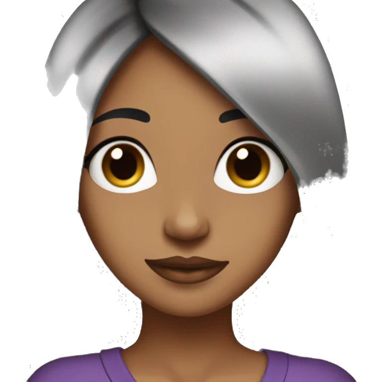 Brown girl emoji with big black eyes long lashes and and long black hair that’s a middle part straight hair emoji