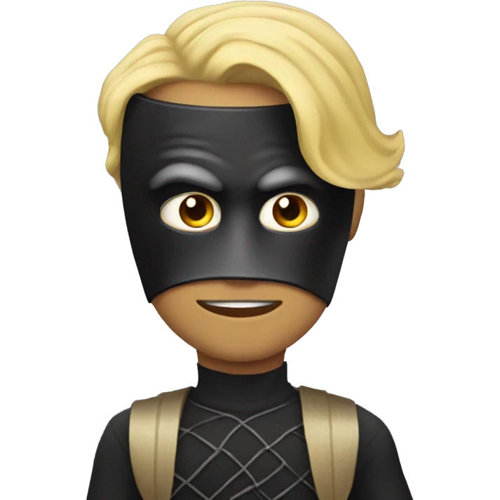 Blonde man dressed as batmab with mask emoji