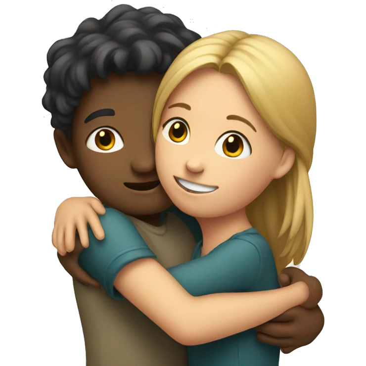 A girl and a boy hug emoji