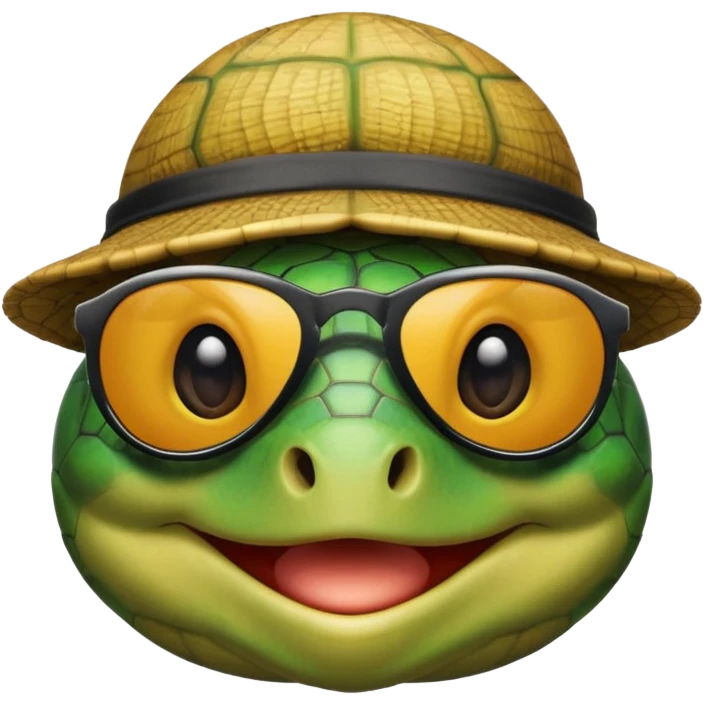 Turtle with hat and sunglasses smiling  emoji