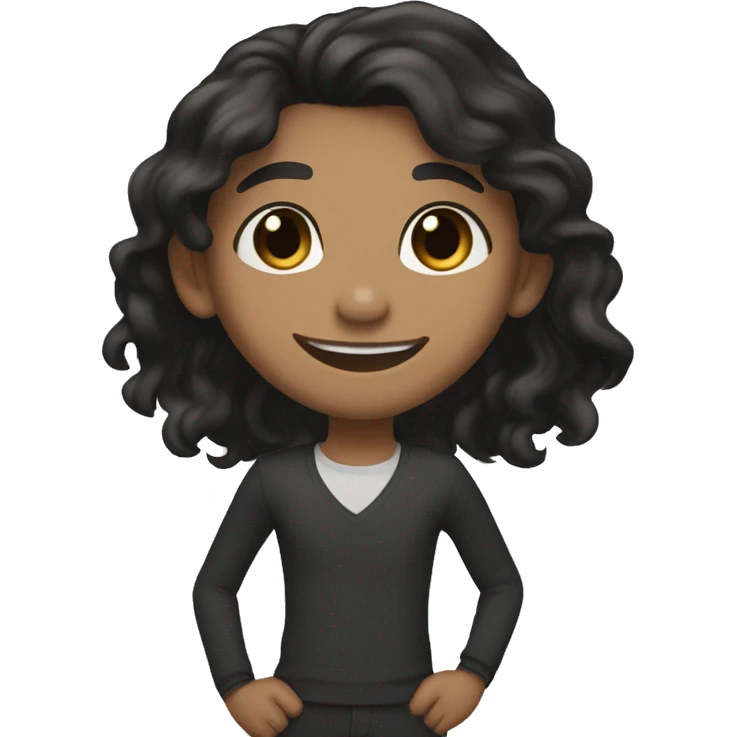 Tan skin, black long hair, big black eyes with beautiful smile  emoji