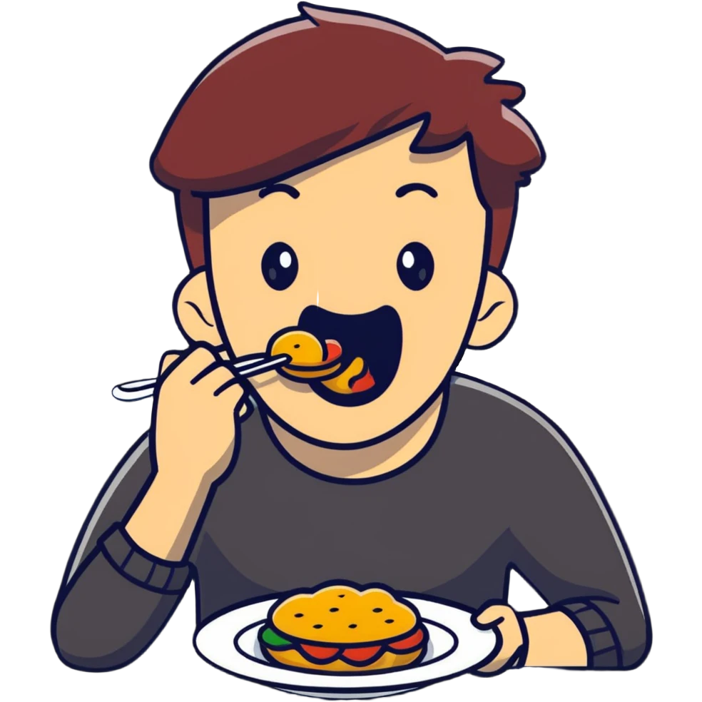person moaning with pleasure while eating amazing food emoji