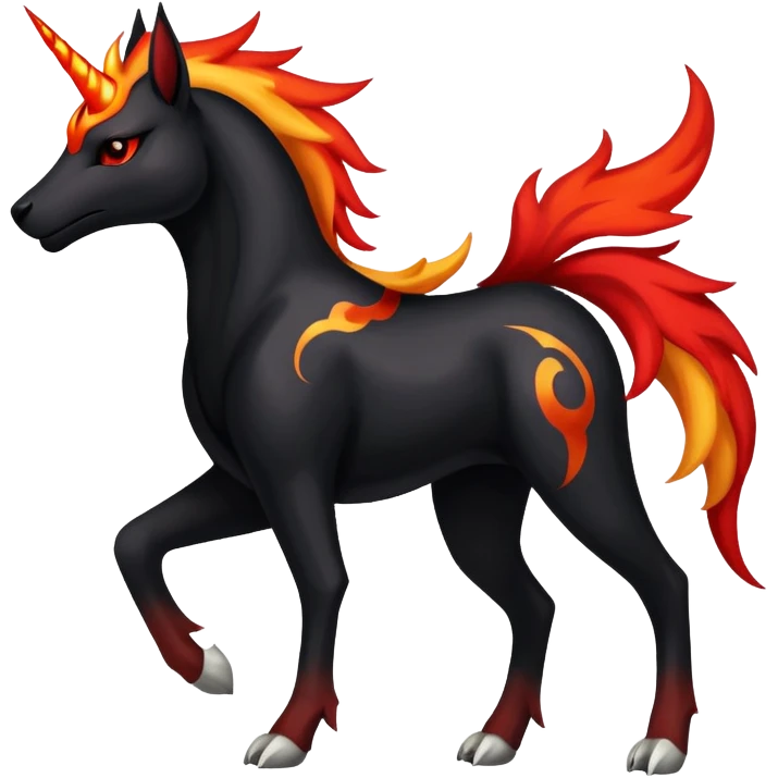 Shiny Exotic Gothic Rapidash-Houndoom-Pokémon-Fakémon-hybrid-creature emoji