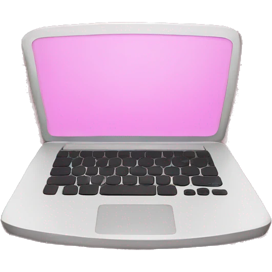 Pink laptop laying on a plaided bed emoji