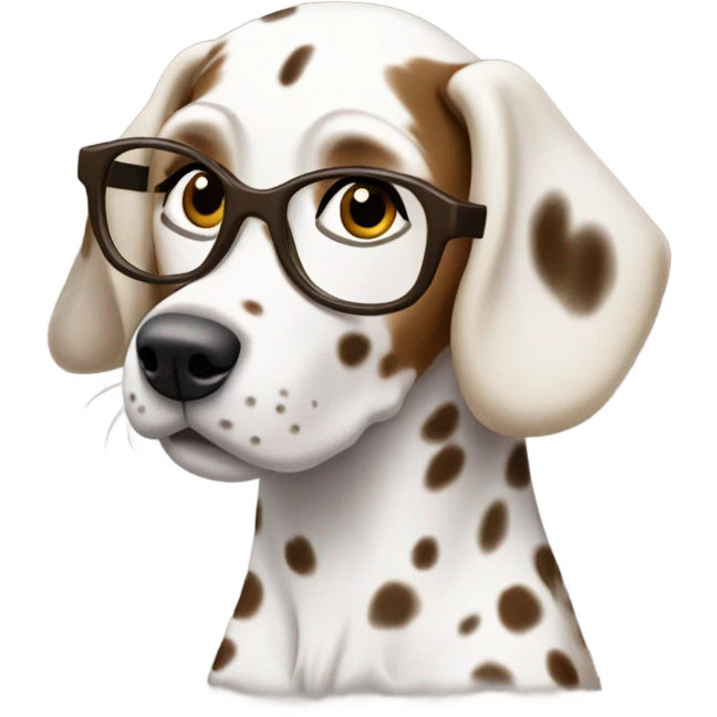 Dalmatian-with-cute-woman brown hair glasses emoji
