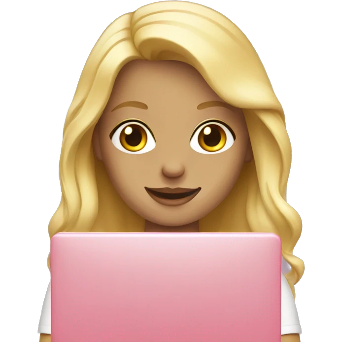 Blondy girl with pink laptop  emoji