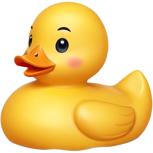 A rubber duck with rosy cheeks and an adorable happy expression emoji