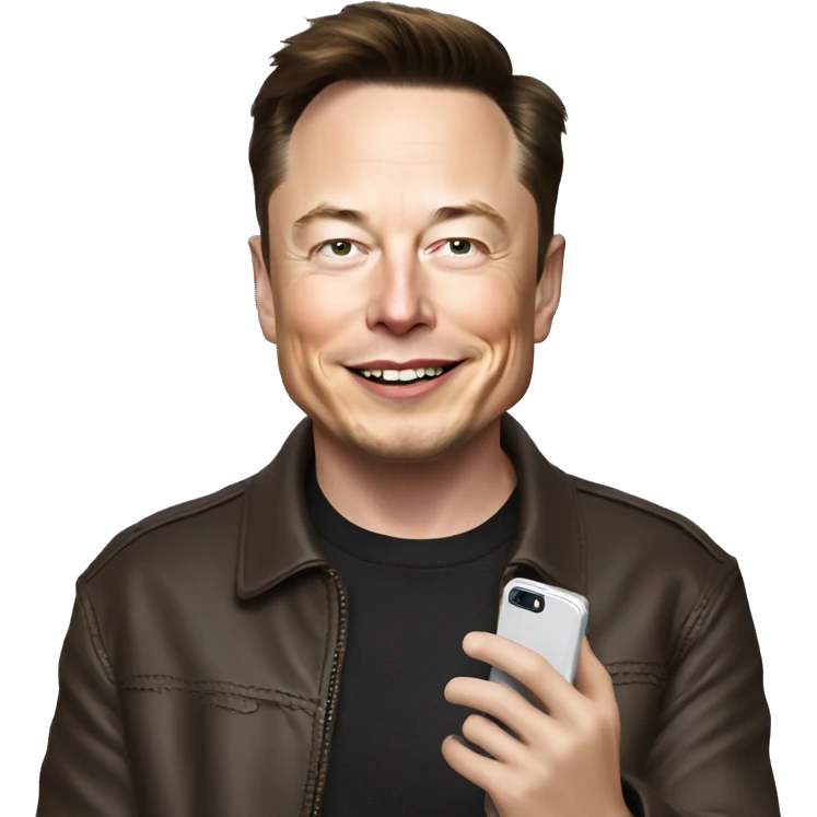 Elon Musk tweeting from his phone emoji