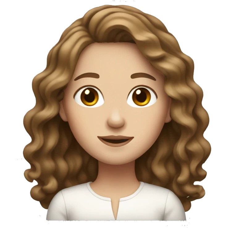 White Girl with wavy brown hair  emoji