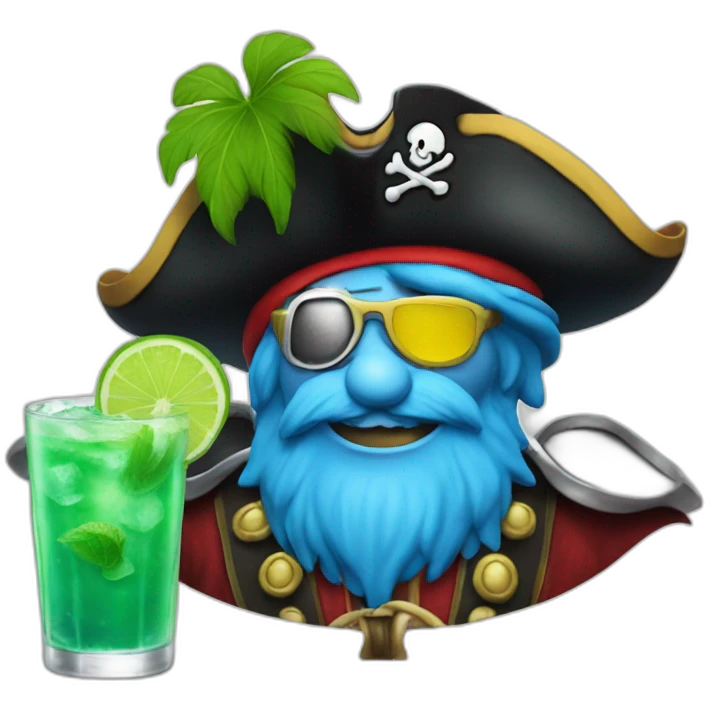 pirate Papa Smurf drinking mojito emoji