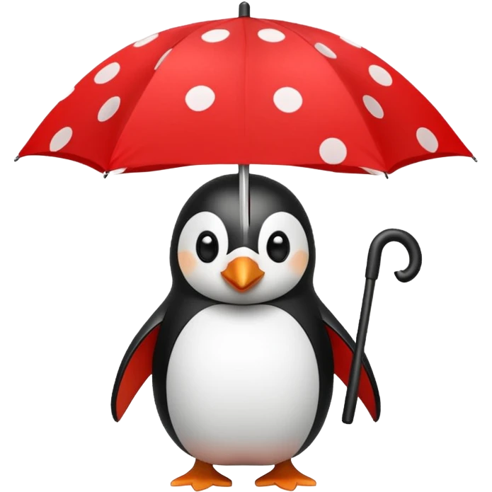 Penguin with red polka-dot umbrella emoji