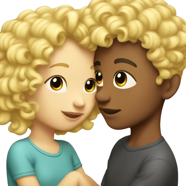 girl rainbow hair kissing boy with blonde perm  emoji