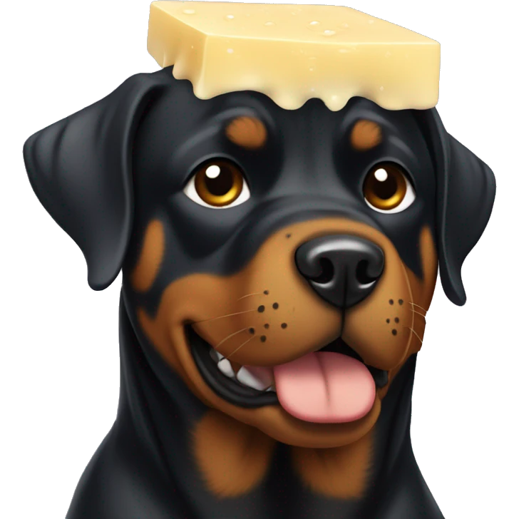 Rottweiler with Soap on his Head emoji