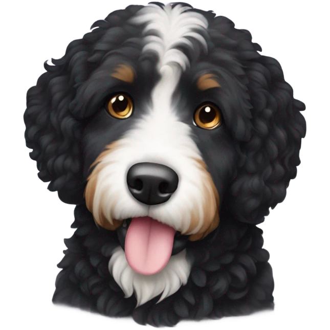 Black bernadoodle face white eyebrows and white snout  emoji