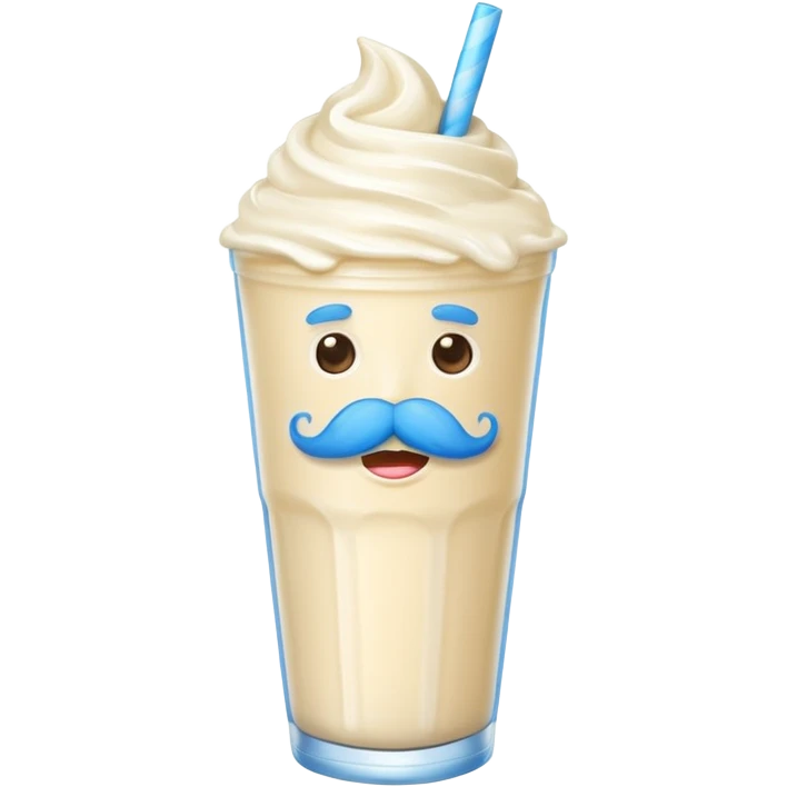 milkshake with blue mustache emoji