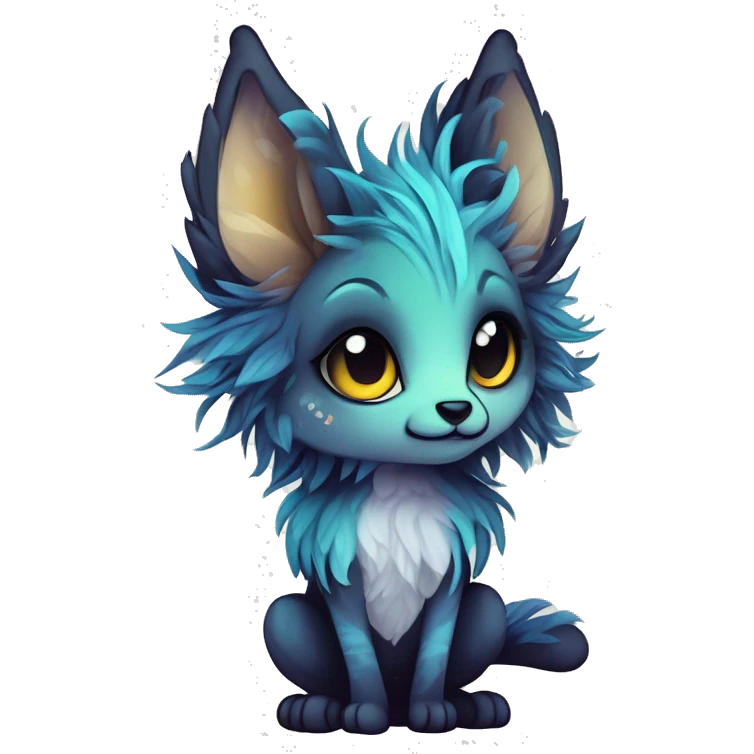 cute Kawaii edgy ethereal shy epic fantasy animal fursona Fionbri creature by griffsnuff & LiLaiRa & Falvie with exotic colors full body emoji
