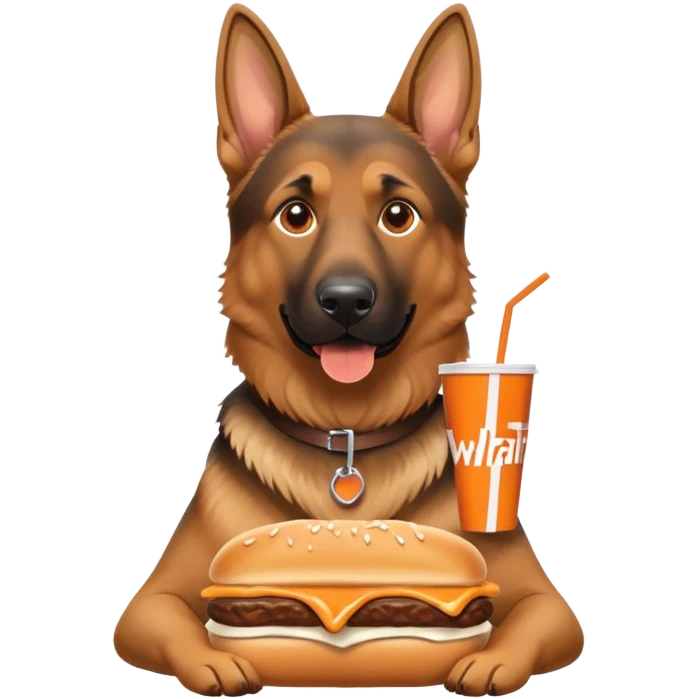 German Shepard eating Whataburger  emoji