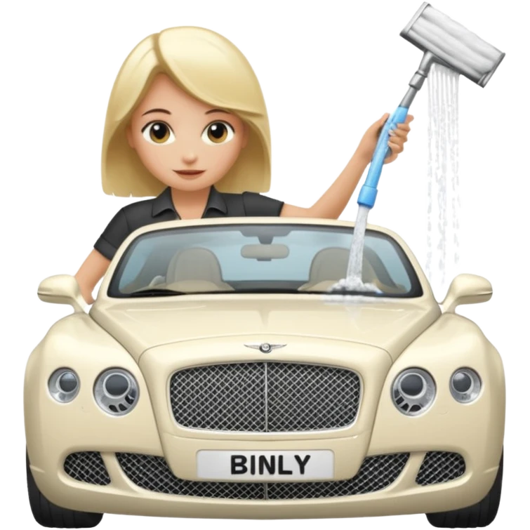 A blond lady washing a Bentley emoji