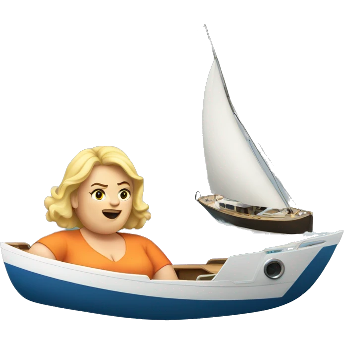A fat blonde lady on a sinking yacht emoji