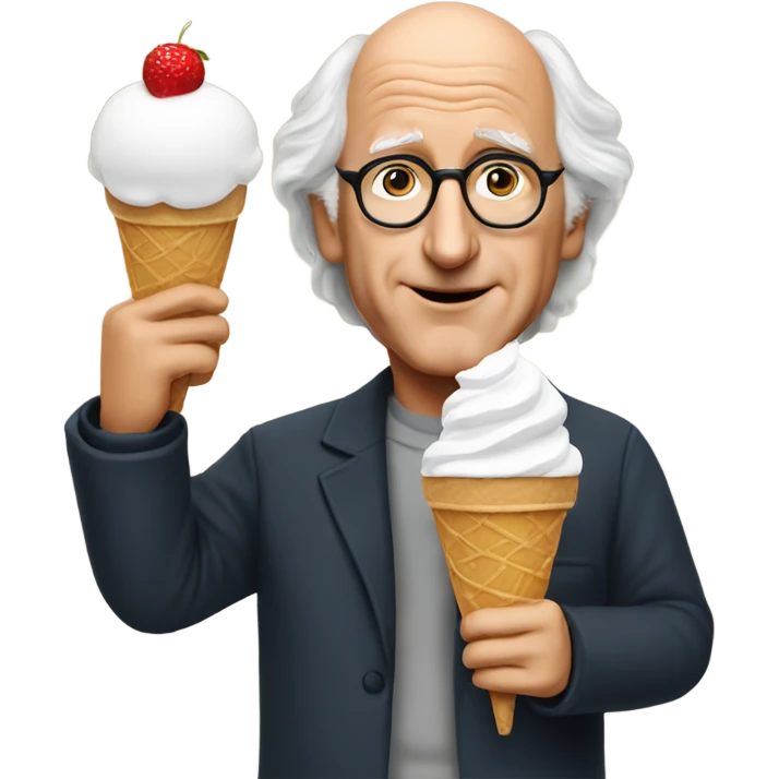 Larry David holding an ice cream cone emoji