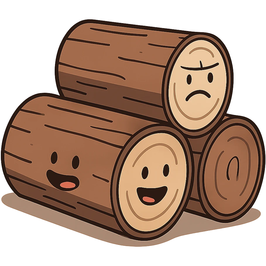 a stack of three cartoon style wood logs, no background emoji