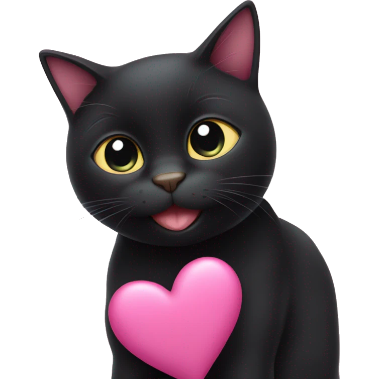 A black cat within a pink heart  emoji