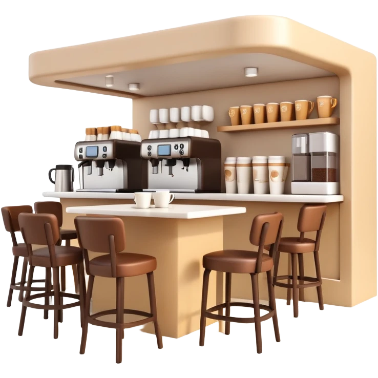 generate realistic detailed coffee shop in 3d style emoji