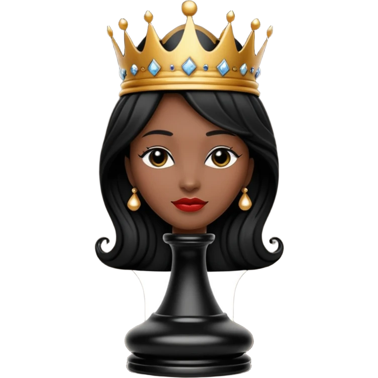 black queen chess piece, classic chess queen with crown emoji
