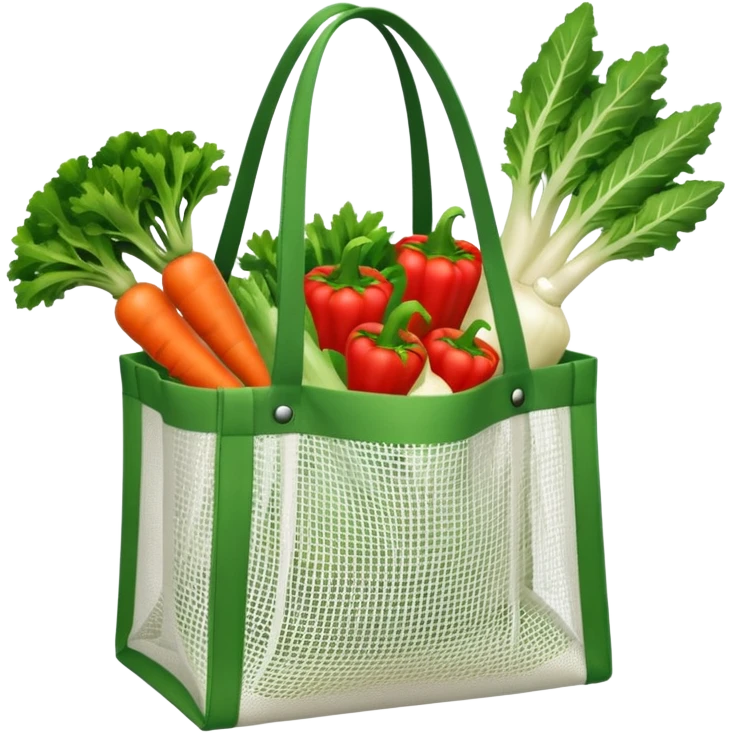 Net back with white nets that is used for shopping and putting vegetables in it, it looks like tote bag emoji