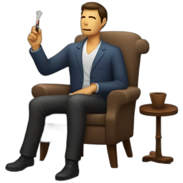 silueta de hombre sentado en un sillon y con un tabaco en la mano emoji