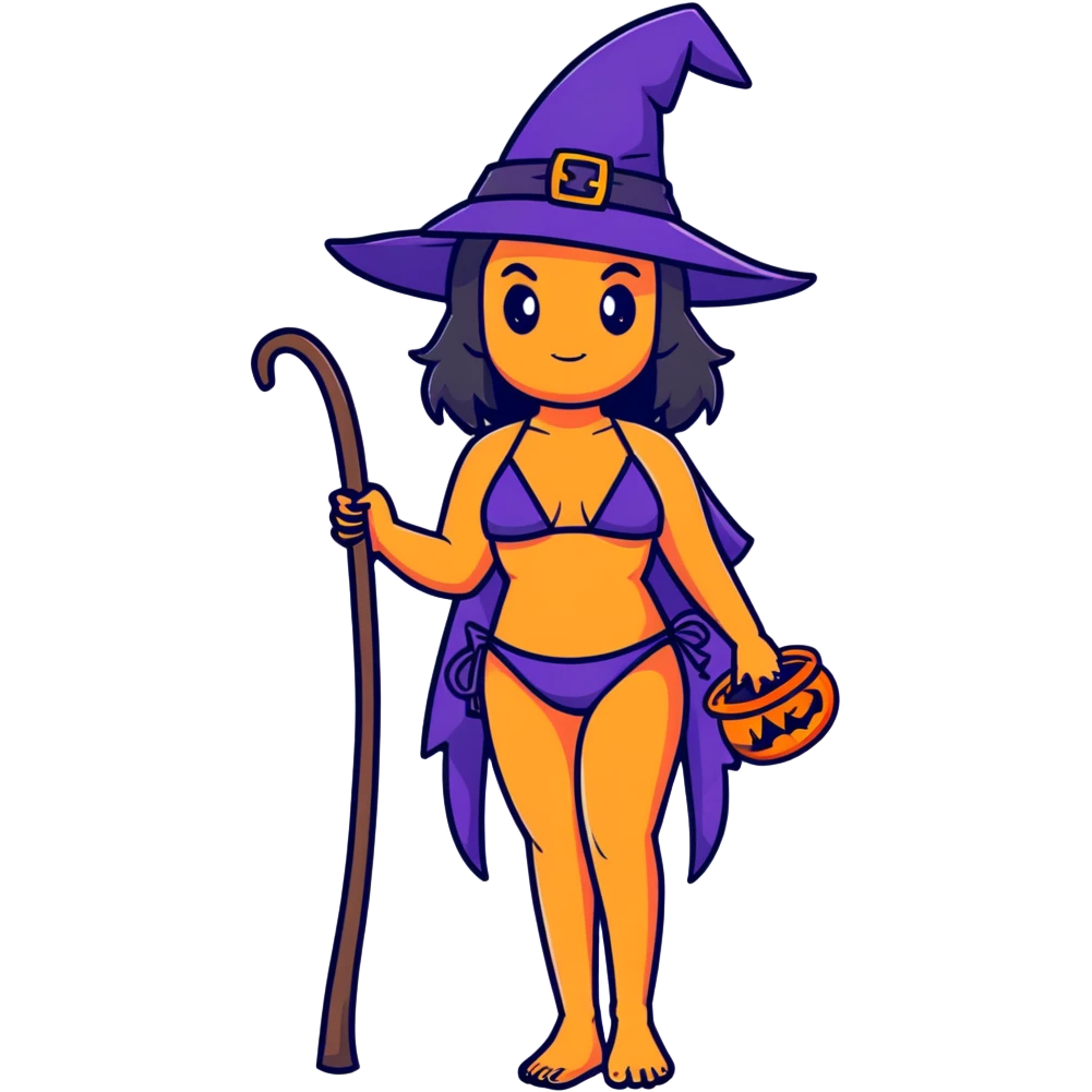 Full body green witch woman wearing bikini emoji