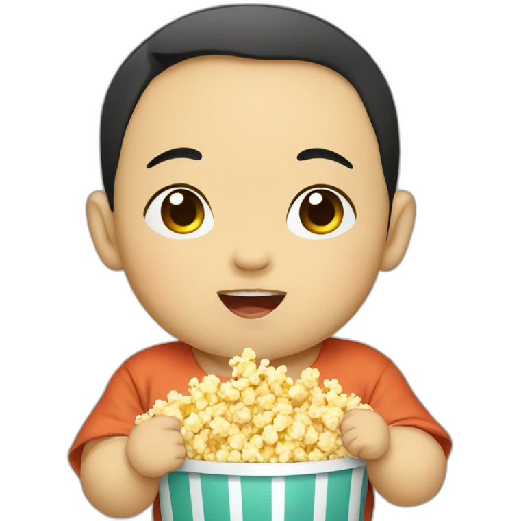 asian baby boy eating popcorn emoji