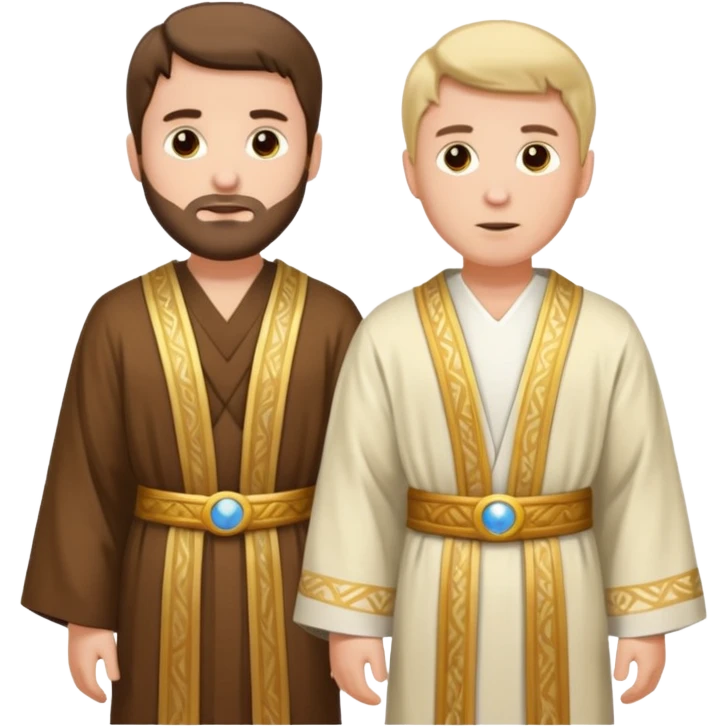 two white biblical men standing next to each other emoji