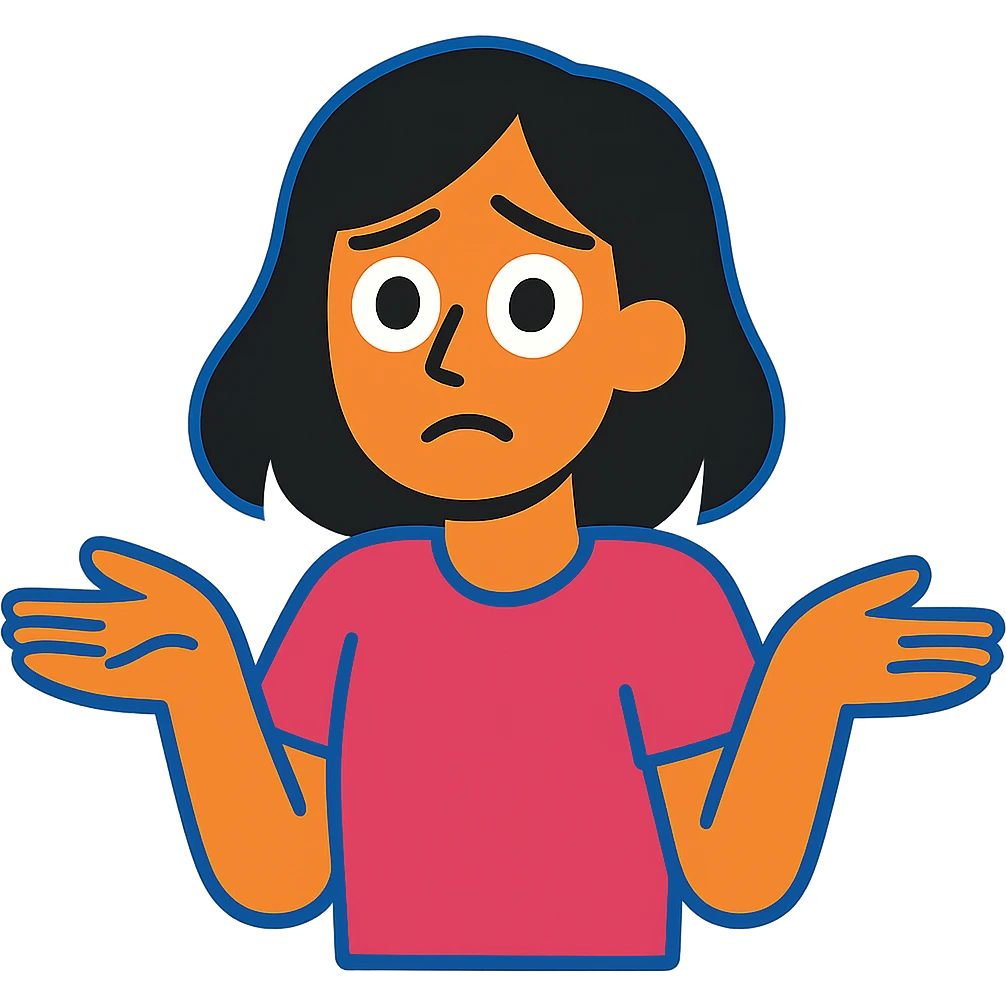 confused black-haired girl with 'I don't know what I want to do' face emoji