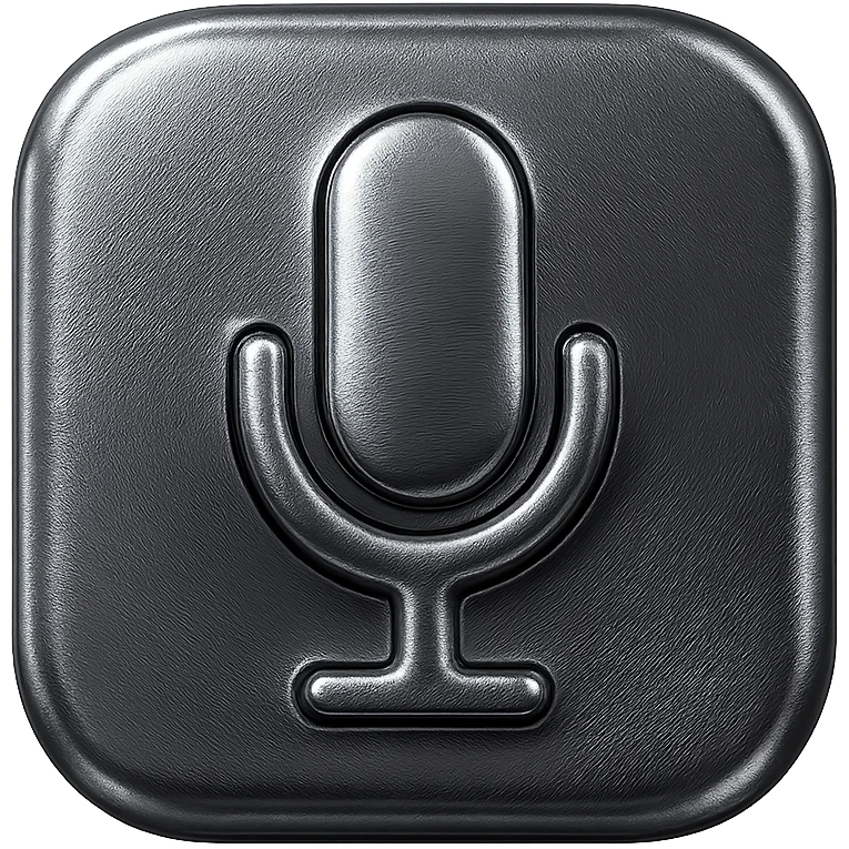 voice chat widget icon, microphone inside a rounded square, shiny and futuristic emoji