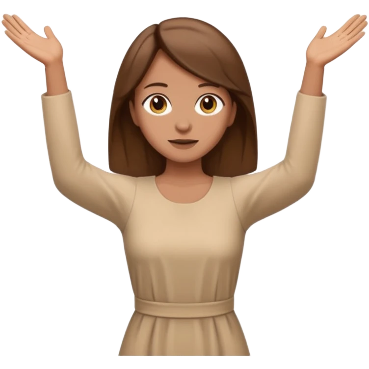 fullbody Lazarus's sister, Jesus's friend, brown hair, beige dress, normal emoji style, arms open emoji