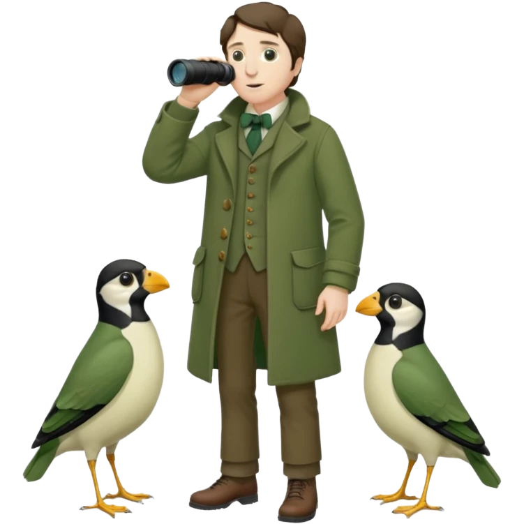 henry David thoreau full body birdwatching with bonoculars emoji