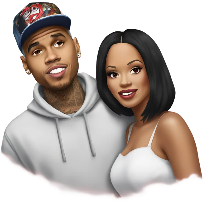 Hyper Realistic Chris Brown  and Rhianna romantic photo  emoji