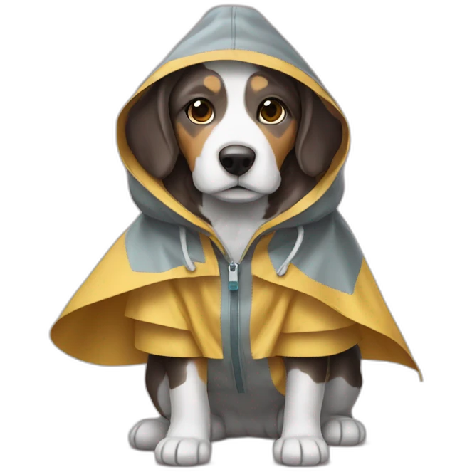 tri-colored-dog-wearing-raincoat emoji