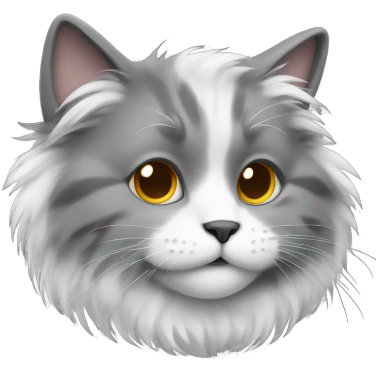 Gray and white fluffy cat  emoji