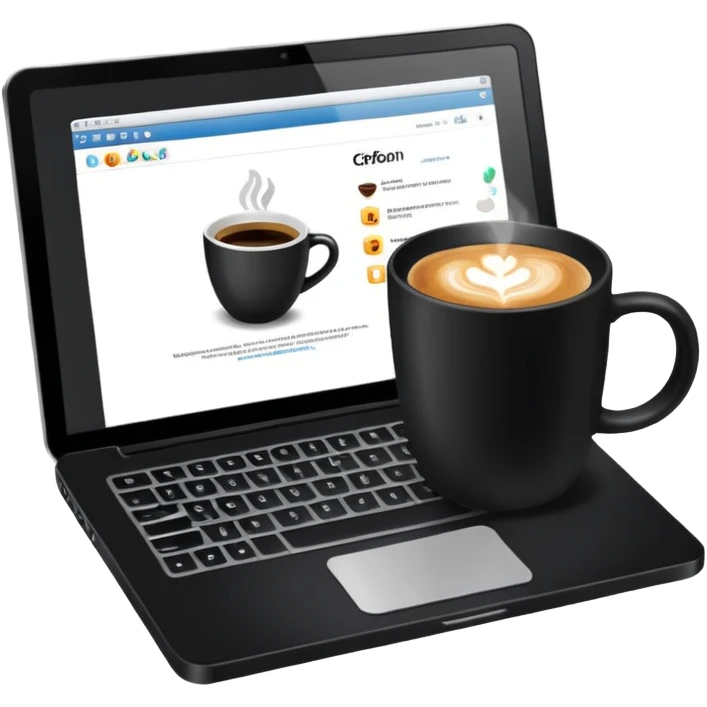 laptop and coffee on the table emoji