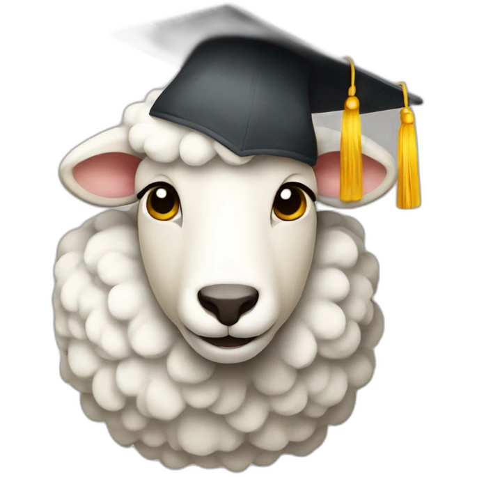 Sheep with a graduation cap emoji
