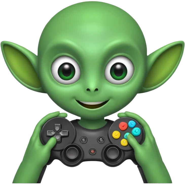 alien with joy stick emoji